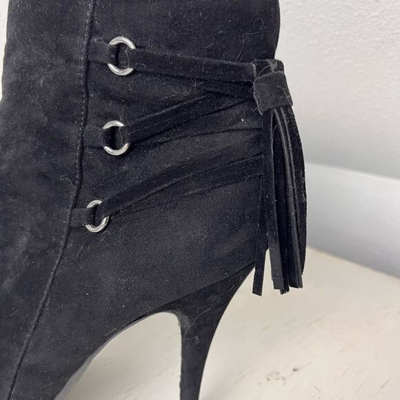 Anne Michelle Lonestar-11 black faux velvet stiletto heel boot size 10 - Picture 6 of 9